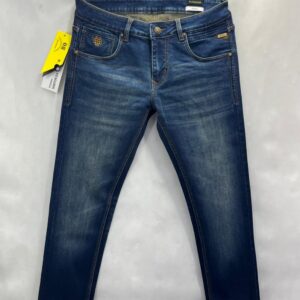 Greenish Blue Relaxed Fit Jeans with Lycra & Whisker Effect